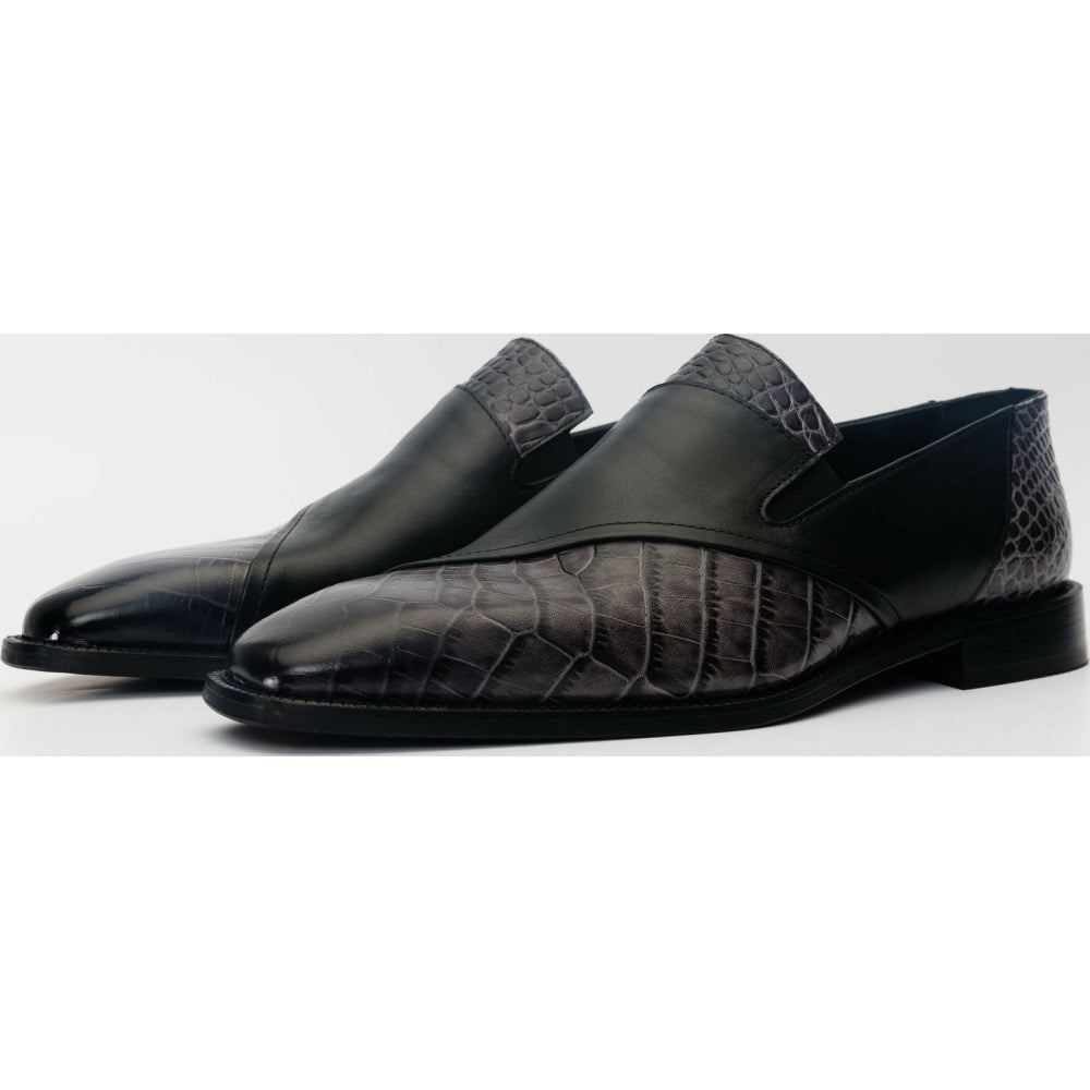 Vinci Leather The Mississippi Black Leather Loafer Shoe (16002)