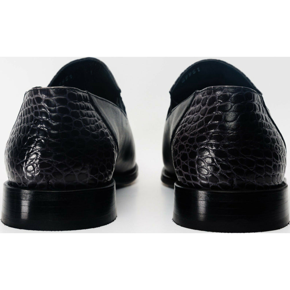 Vinci Leather The Mississippi Black Leather Loafer Shoe (16002)