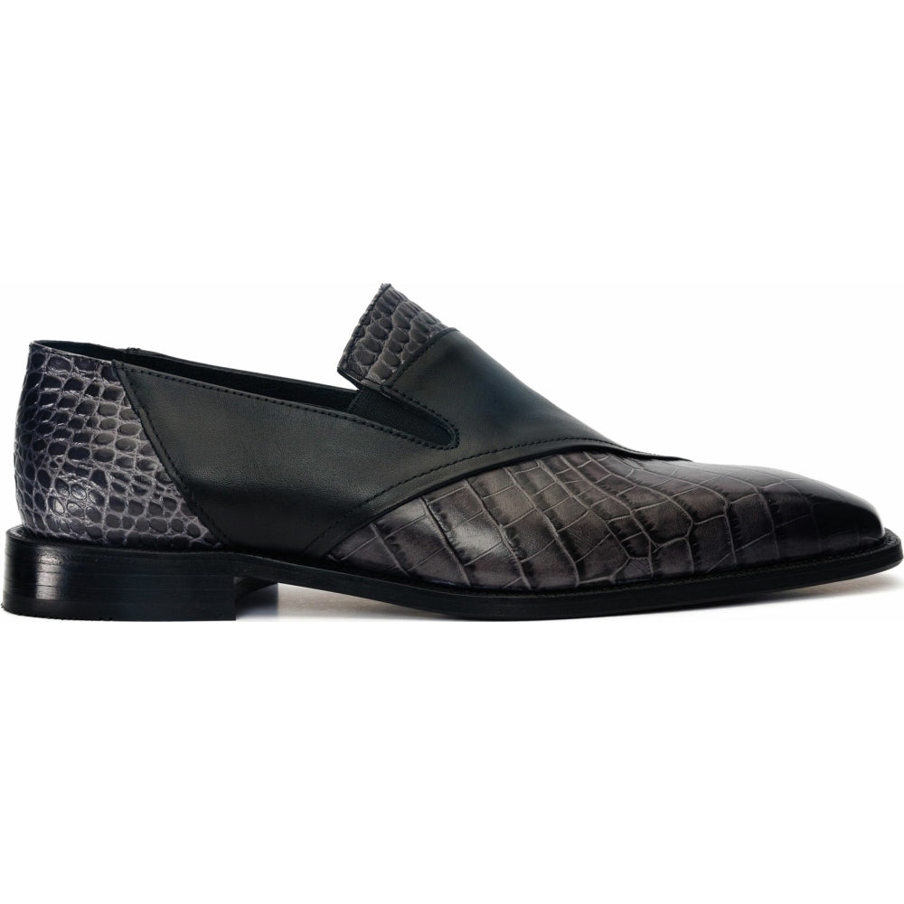 Vinci Leather The Mississippi Black Leather Loafer Shoe (16002)