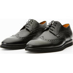 Vinci Leather The Molise Black Wingtip Semi Brogue Derby Shoe