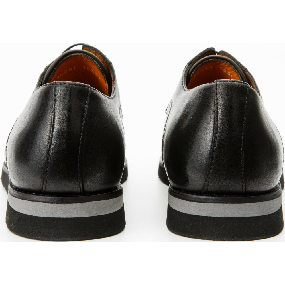 Vinci Leather The Molise Black Wingtip Semi Brogue Derby Shoe