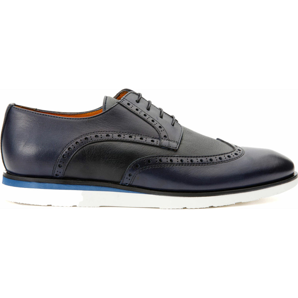 Vinci Leather The Molise Black Wingtip Semi Brogue Derby Shoe