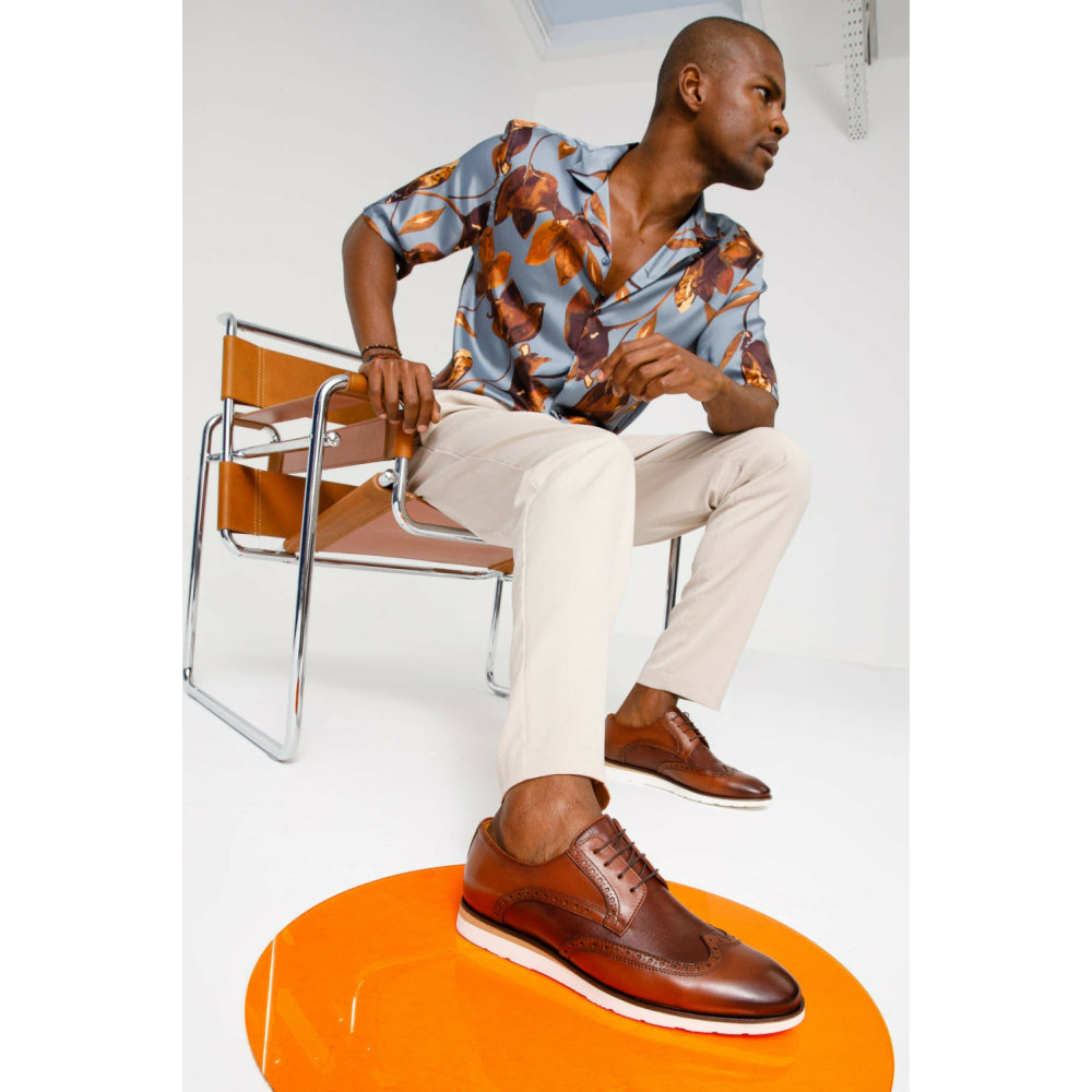 Vinci Leather The Molise Brown Wingtip Semi Brogue Derby Shoe