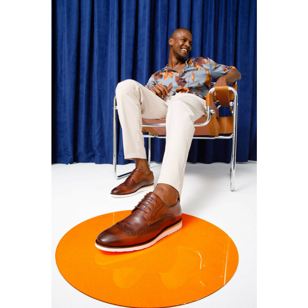 Vinci Leather The Molise Brown Wingtip Semi Brogue Derby Shoe