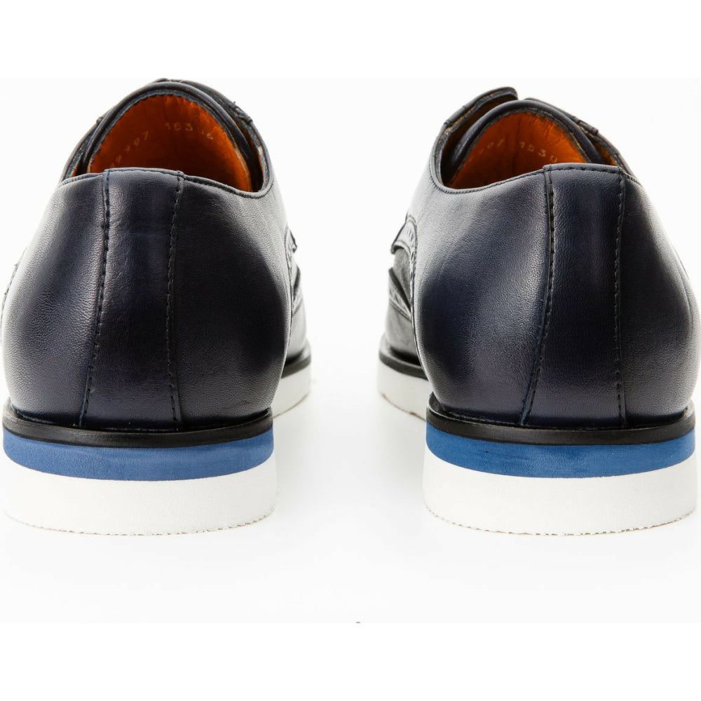 Vinci Leather The Molise Navy Wingtip Semi Brogue Derby Shoe