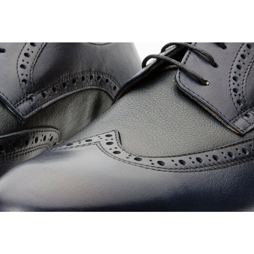 Vinci Leather The Molise Navy Wingtip Semi Brogue Derby Shoe
