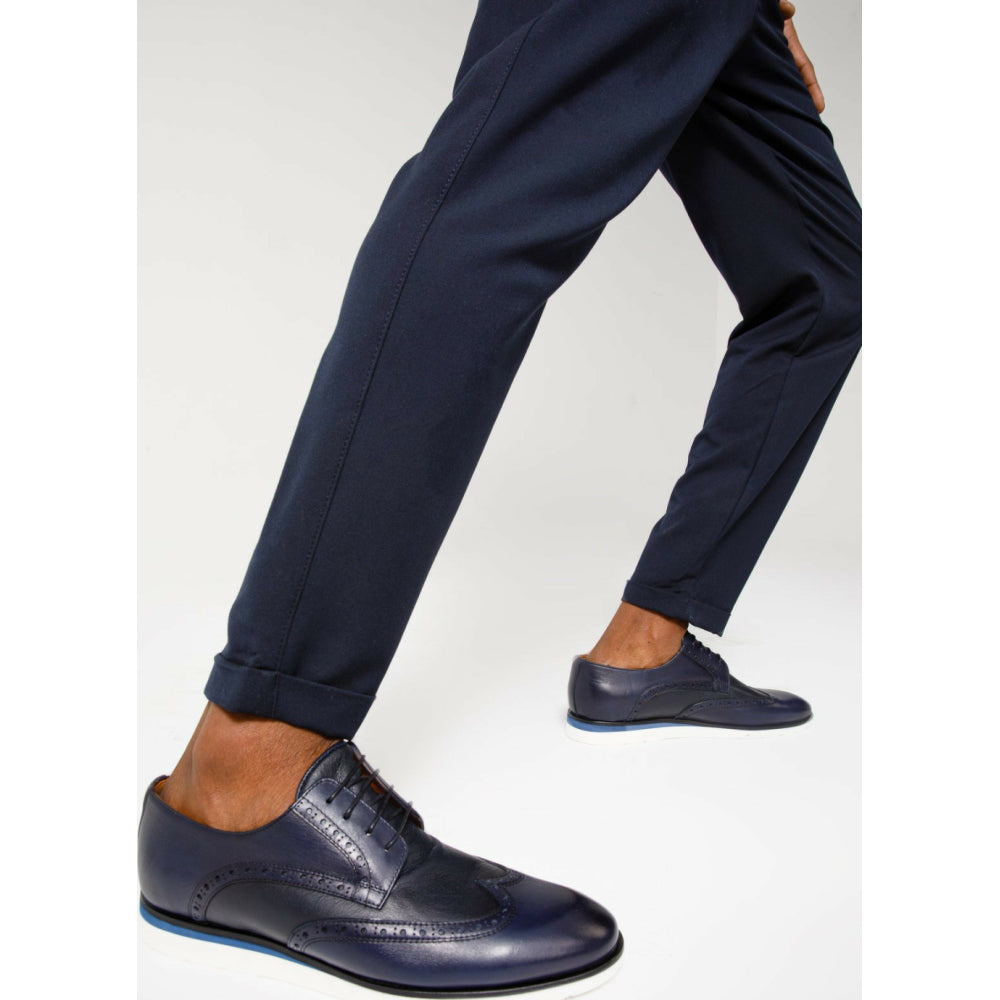 Vinci Leather The Molise Navy Wingtip Semi Brogue Derby Shoe