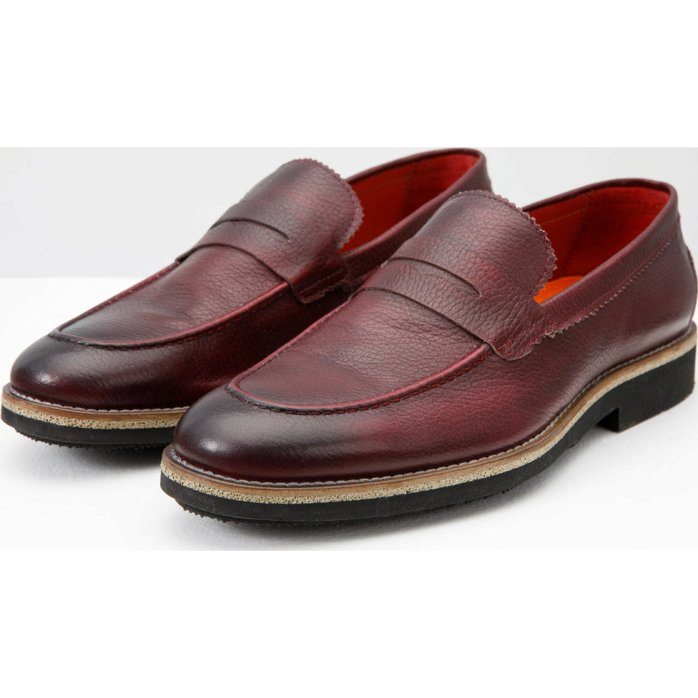 Vinci Leather The Monroe Burgundy Leather Penny Loafer (13092)