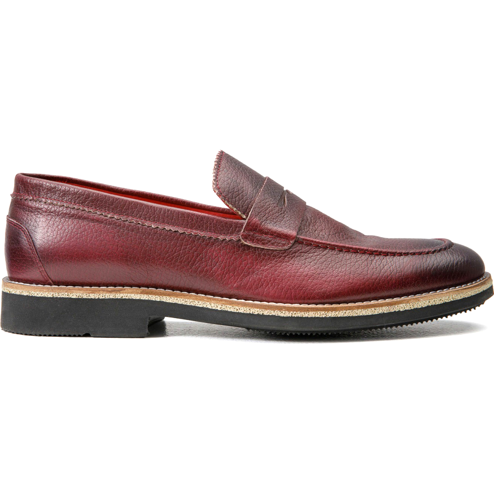 Vinci Leather The Monroe Burgundy Leather Penny Loafer (13092)