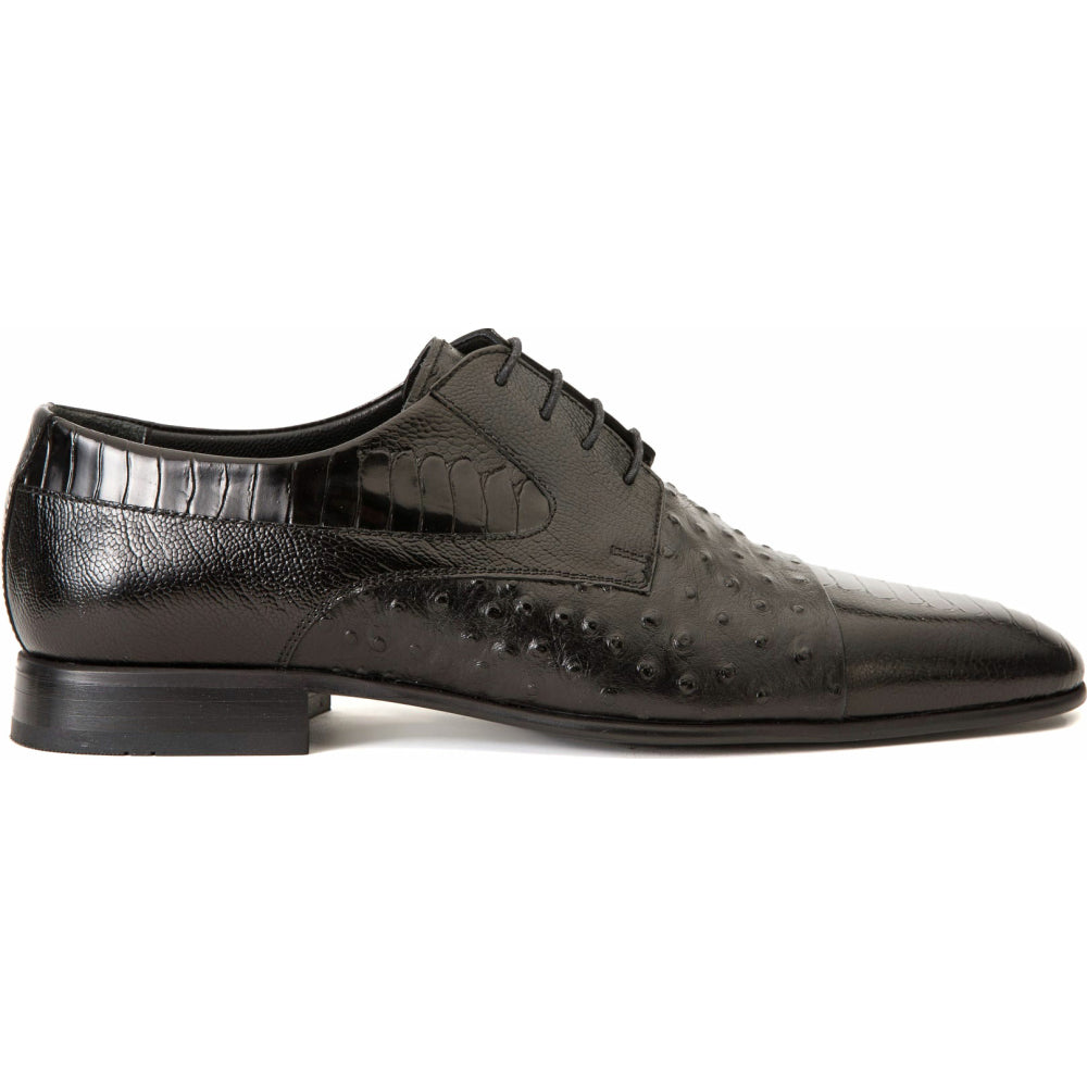Vinci Leather The Monterrey Black Cap Toe Derby Shoe (10670)