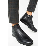 Vinci Leather The Montreal Black Leather Casual Zip-up Ankle Boot (09717 S-3)