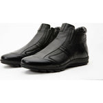 Vinci Leather The Montreal Black Leather Casual Zip-up Ankle Boot (09717 S-3)