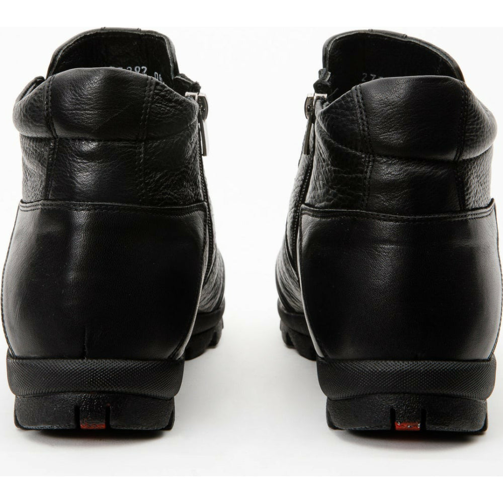 Vinci Leather The Montreal Black Leather Casual Zip-up Ankle Boot (09717 S-3)