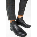 Vinci Leather The Montreal Black Leather Casual Zip-up Ankle Boot (09717 S-3)