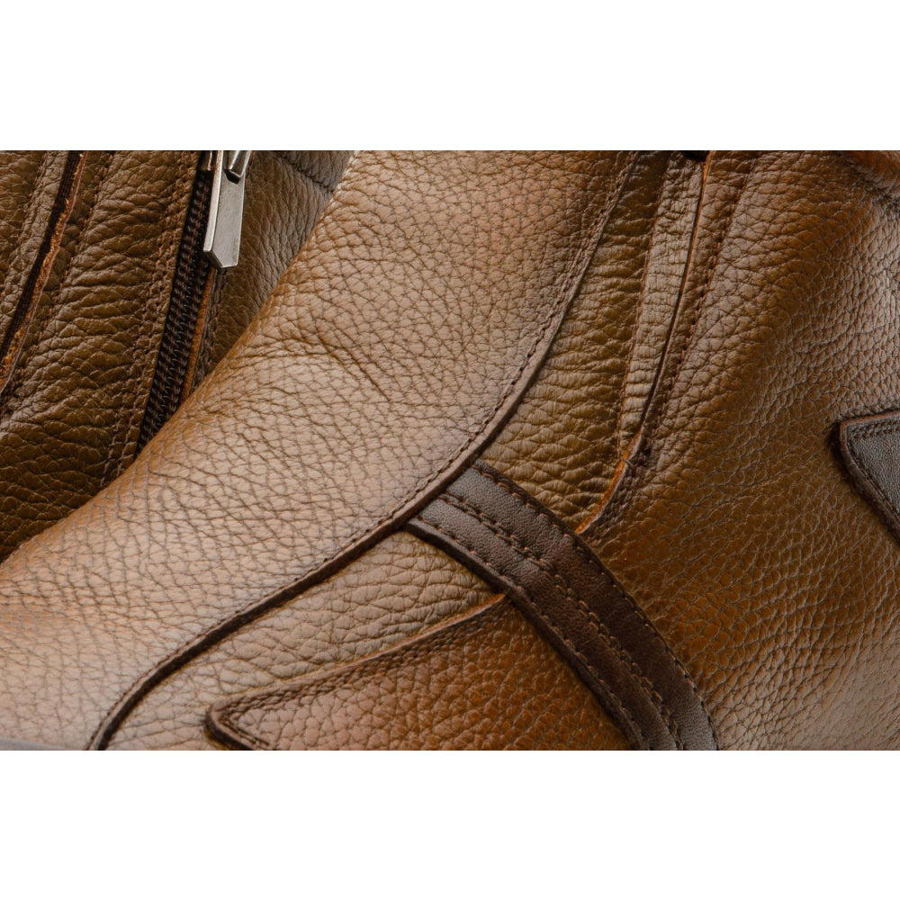 Vinci Leather The Montreal Brown Leather Casual Zip-up Ankle Boot (09717 K-3)