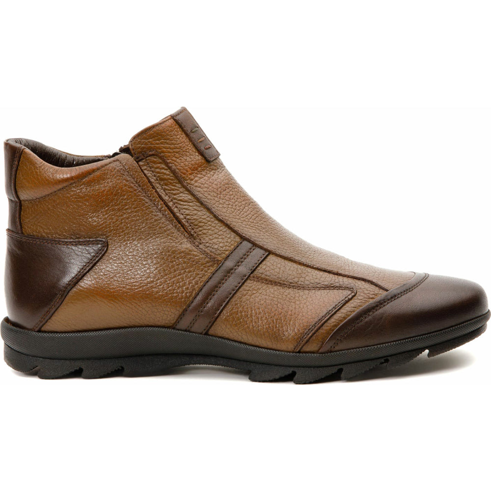 Vinci Leather The Montreal Brown Leather Casual Zip-up Ankle Boot (09717 K-3)