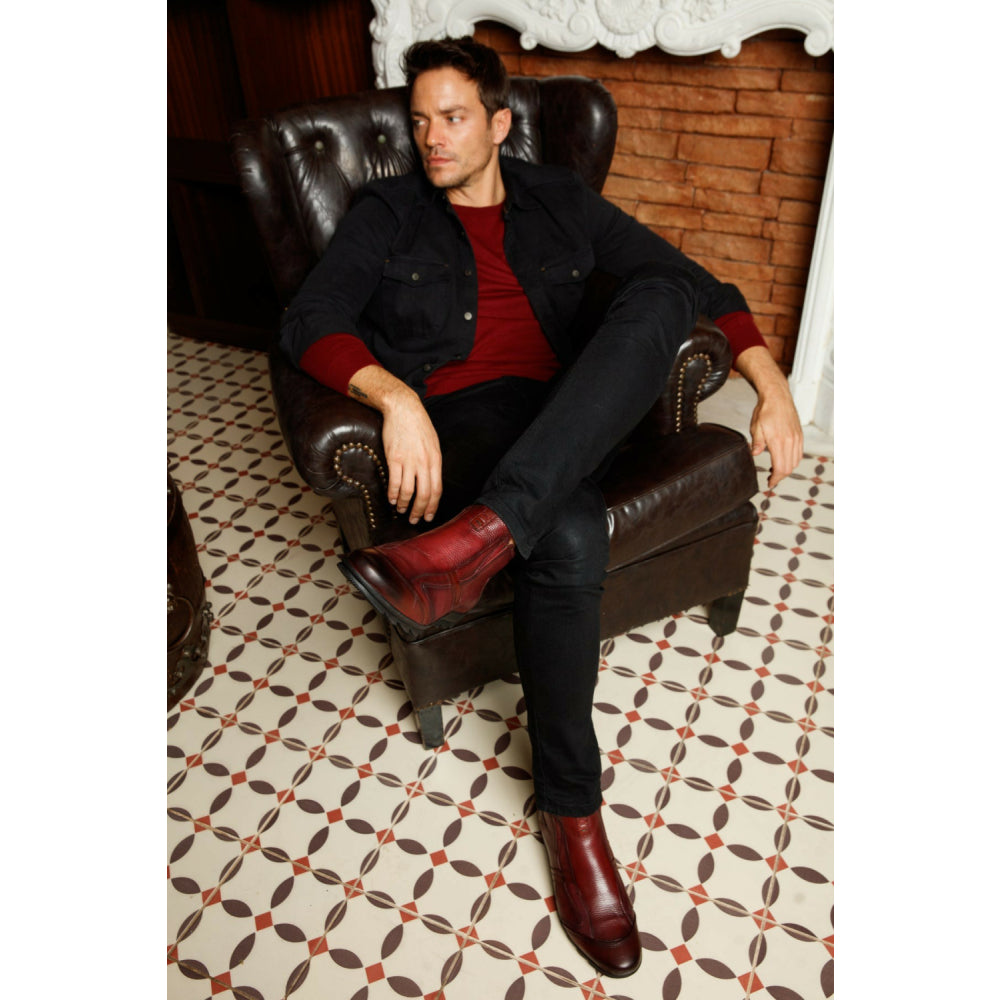 Vinci Leather The Montreal Burgundy Leather Casual Zip-up Ankle Boot (09717 B-3)