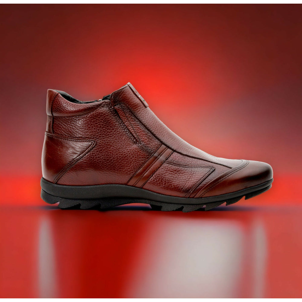 Vinci Leather The Montreal Burgundy Leather Casual Zip-up Ankle Boot (09717 B-3)