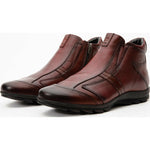 Vinci Leather The Montreal Burgundy Leather Casual Zip-up Ankle Boot (09717 B-3)