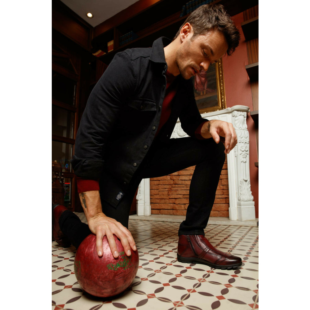 Vinci Leather The Montreal Burgundy Leather Casual Zip-up Ankle Boot (09717 B-3)