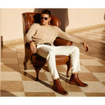 Vinci Leather The Morral Brown Handwoven Leather Cross Strap Buckle Zip-up Boot (14552 T-2)