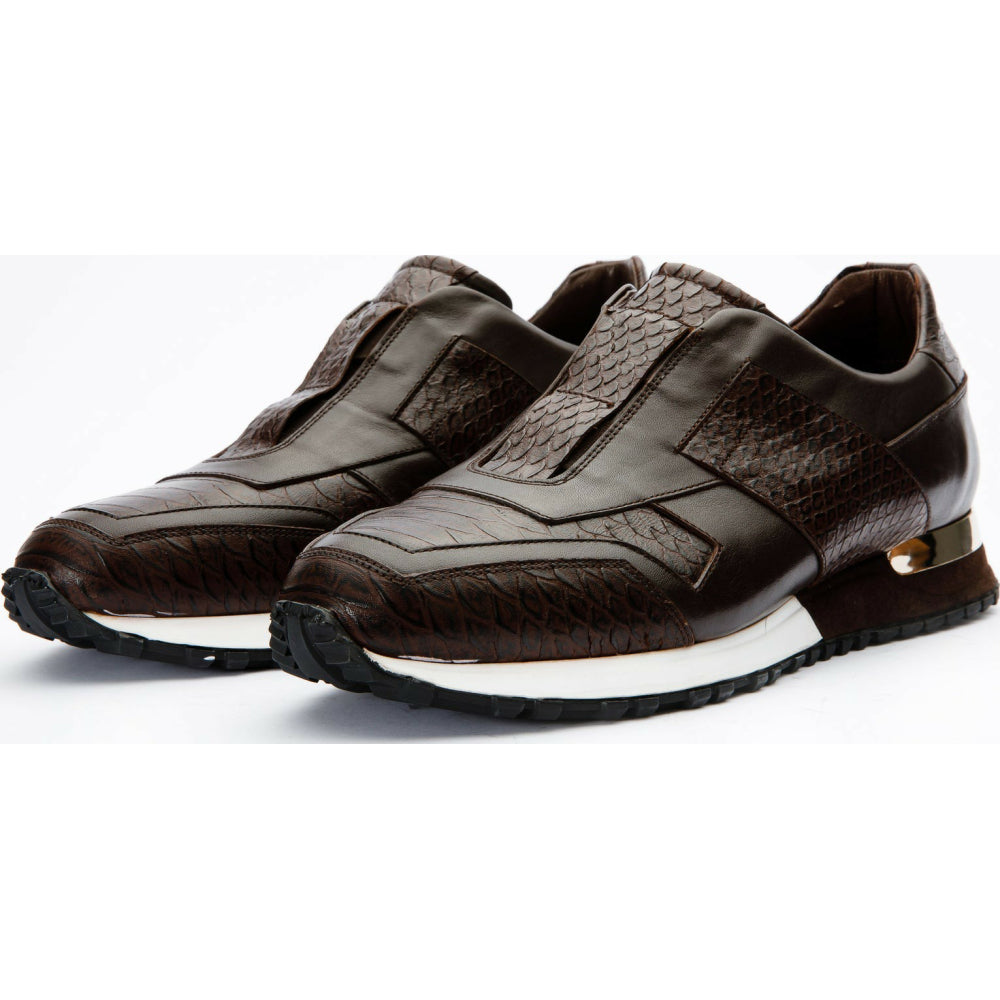 Vinci Leather The Mugla Brown Snk Leather Sneaker (D-597X)