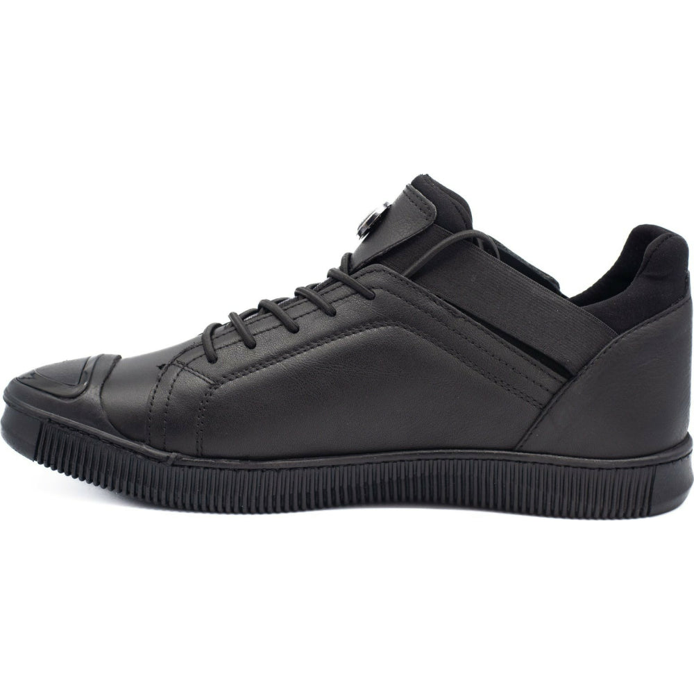 Vinci Leather The Mumbai Black Leather Sneaker (03313)