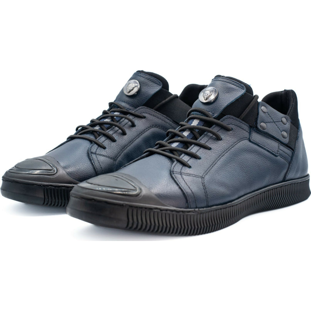 Vinci Leather The Mumbai Dark Blue Leather Sneaker (03313)