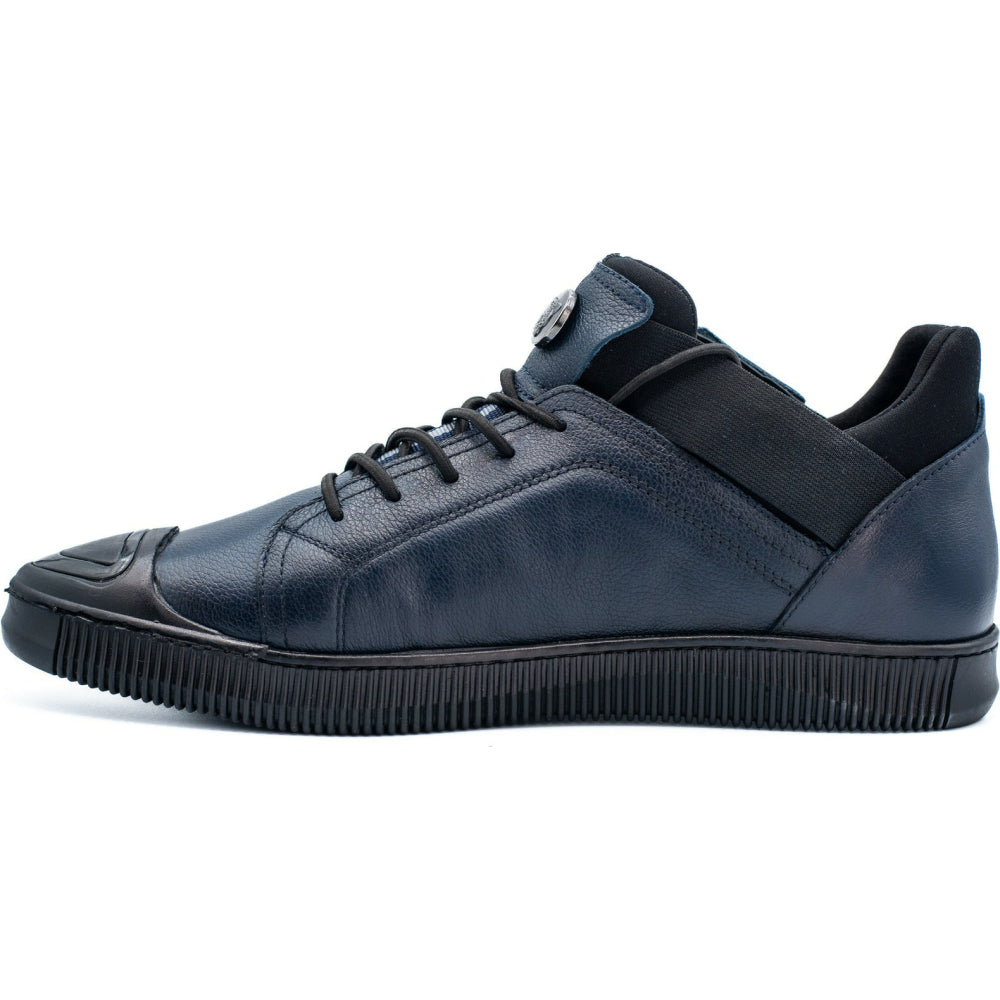 Vinci Leather The Mumbai Dark Blue Leather Sneaker (03313)