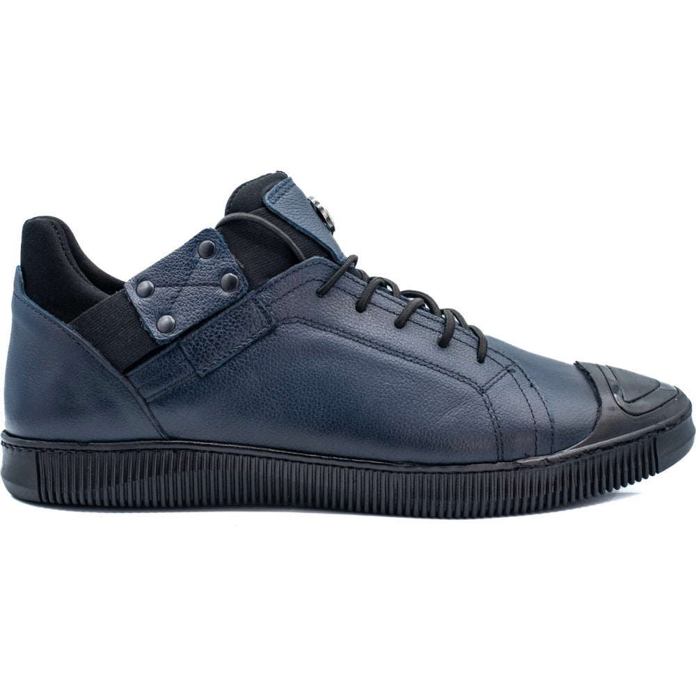 Vinci Leather The Mumbai Dark Blue Leather Sneaker (03313)