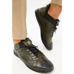Vinci Leather The Mumbai Green Leather Sneaker (03313)