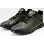 Vinci Leather The Mumbai Green Leather Sneaker (03313)