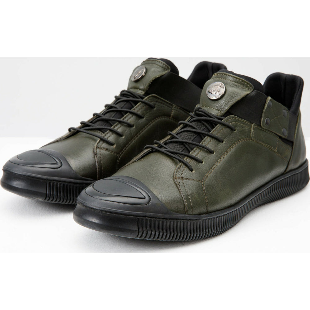 Vinci Leather The Mumbai Green Leather Sneaker (03313)