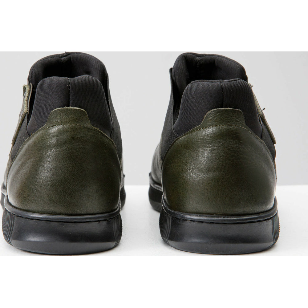 Vinci Leather The Mumbai Green Leather Sneaker (03313)