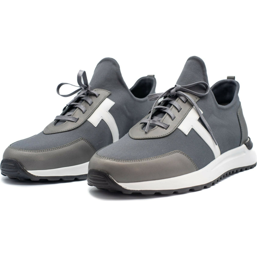 Vinci Leather The Nebreska Grey Leather Sneaker (D-2156)