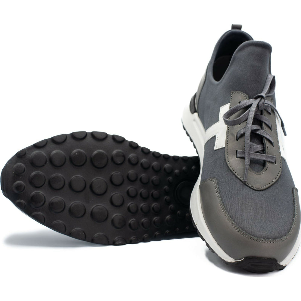 Vinci Leather The Nebreska Grey Leather Sneaker (D-2156)