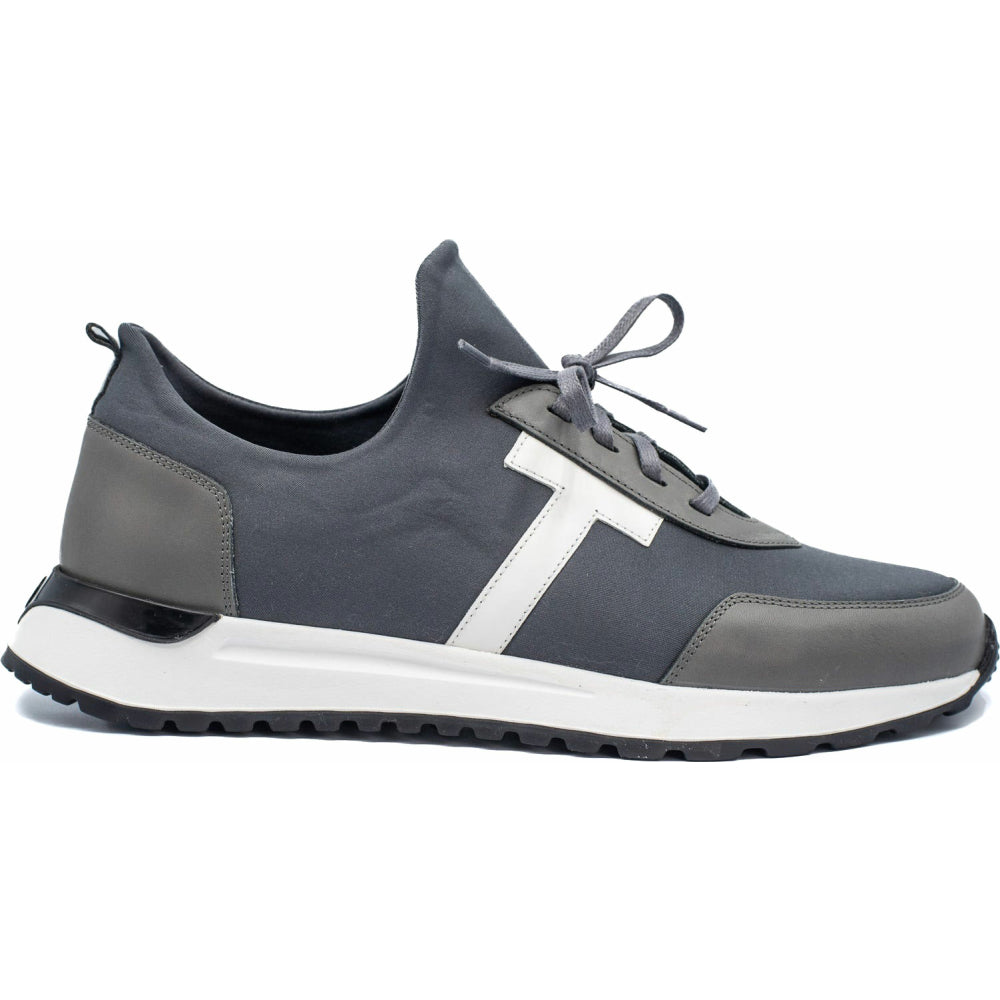Vinci Leather The Nebreska Grey Leather Sneaker (D-2156)