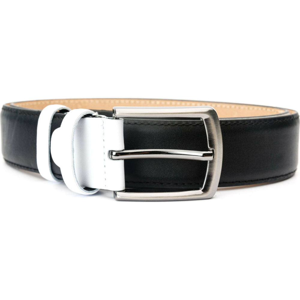 Vinci Leather The Neiva Black / White Leather Belt