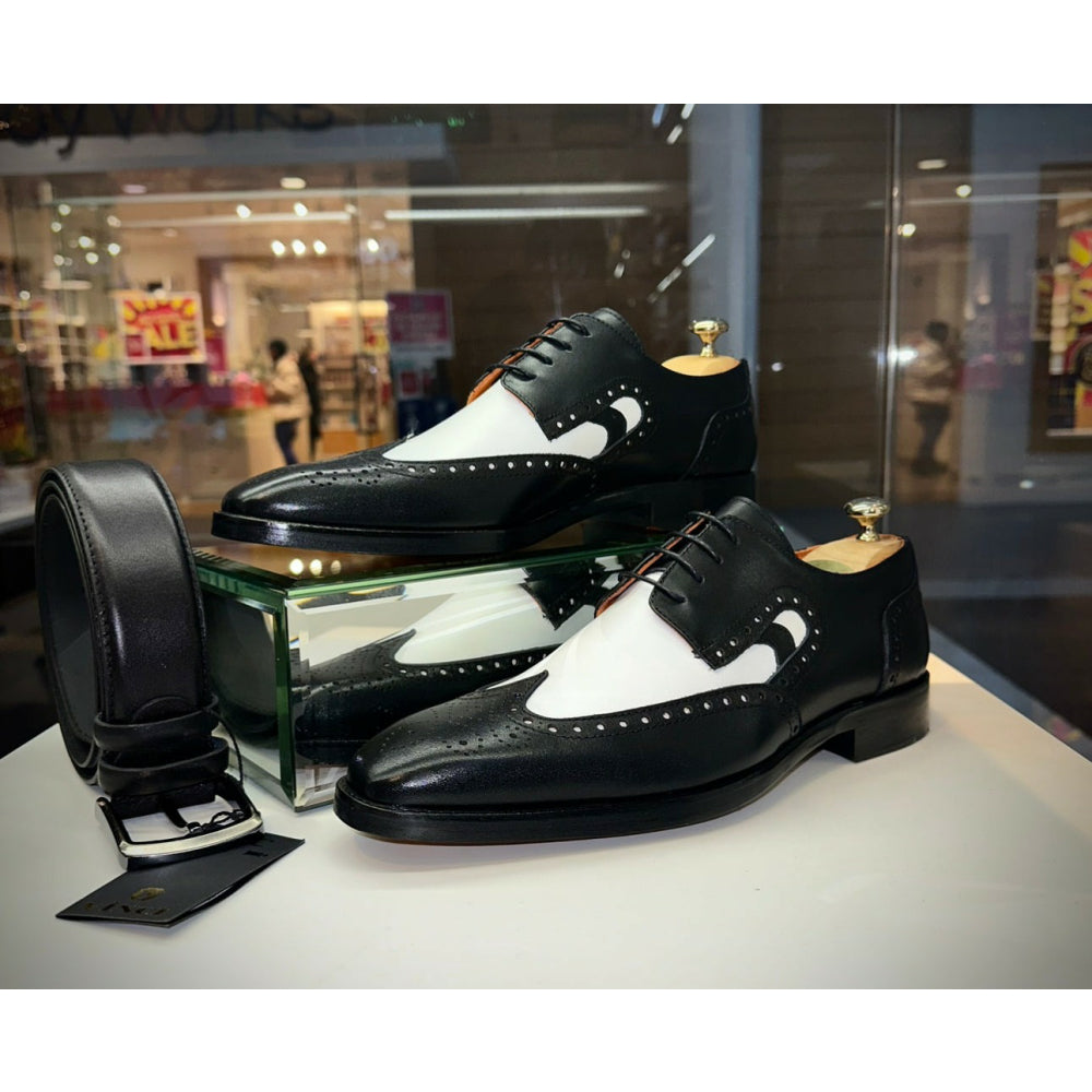 Vinci Leather The Neiva Wingtip Semi Brogue Derby Shoe (X-4051)