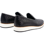 Vinci Leather The Ostrava Black Leather Woven Slip-on Loafer Shoe (12603)