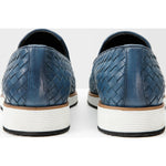 Vinci Leather The Ostrava Blue Leather Woven Slip-on Loafer Shoe (12603)