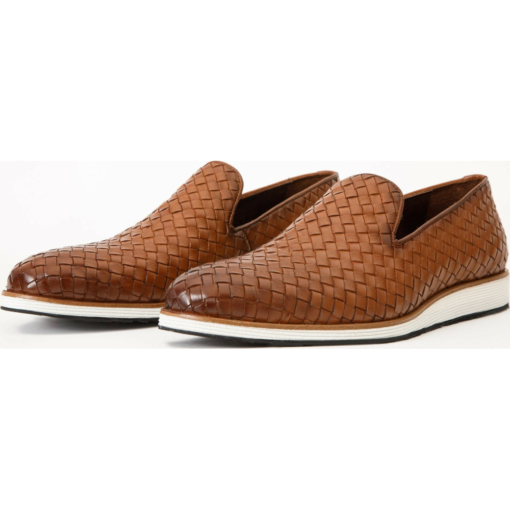 Vinci Leather Woven Loafer Brown