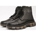 Vinci Leather The Ottova Black Leather Lace-up Sneaker Boot With A Zipper (14022)