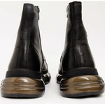 Vinci Leather The Ottova Black Leather Lace-up Sneaker Boot With A Zipper (14022)