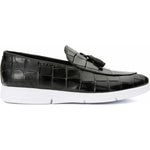 Vinci Leather The Parga Black Leather Tassel Casual Loafer (15285)