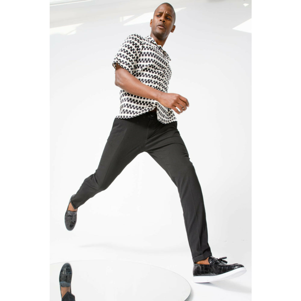 Vinci Leather The Parga Black Leather Tassel Casual Loafer (15285)