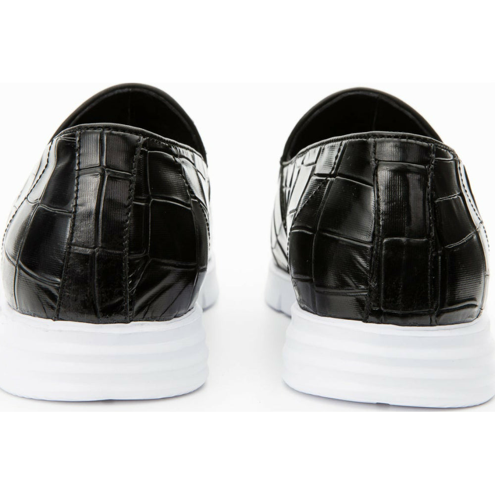 Vinci Leather The Parga Black Leather Tassel Casual Loafer (15285)