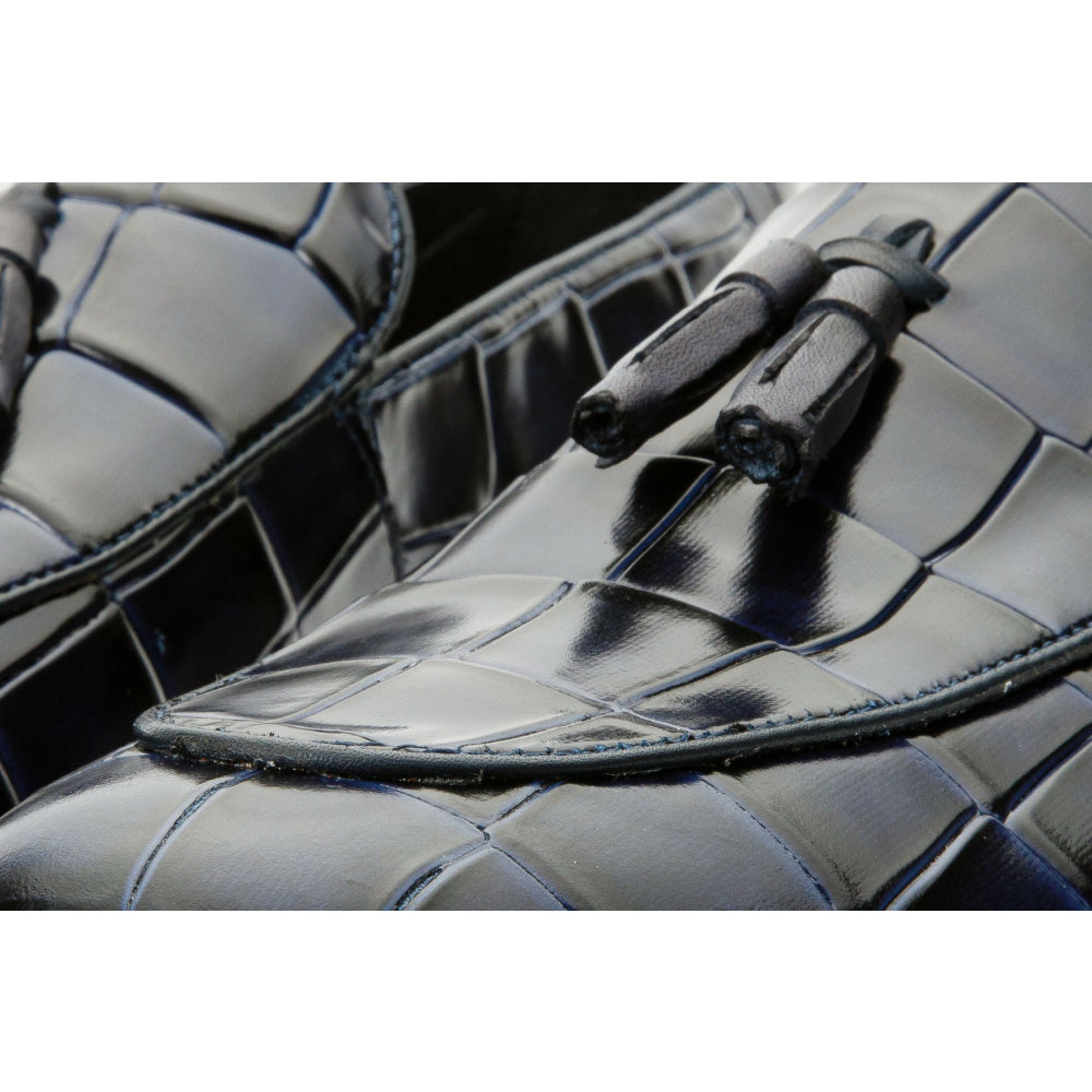 Vinci Leather The Parga Navy Leather Tassel Casual Loafer (15285)
