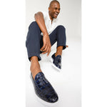 Vinci Leather The Parga Navy Leather Tassel Casual Loafer (15285)