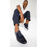 Vinci Leather The Parga Navy Leather Tassel Casual Loafer (15285)